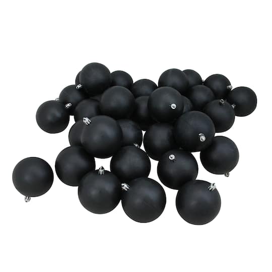 32ct. 3.25&#x22; Matte Black Shatterproof Ball Ornaments